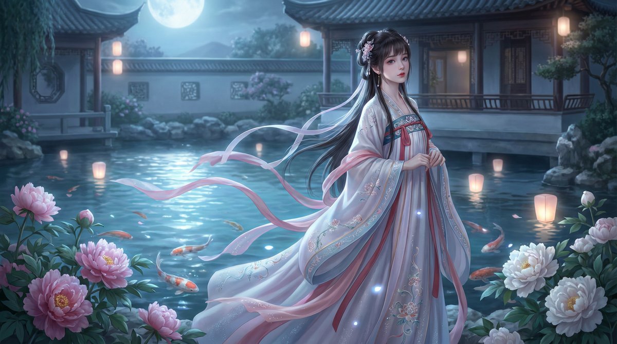 小马拉大车视频-月下汉服美人